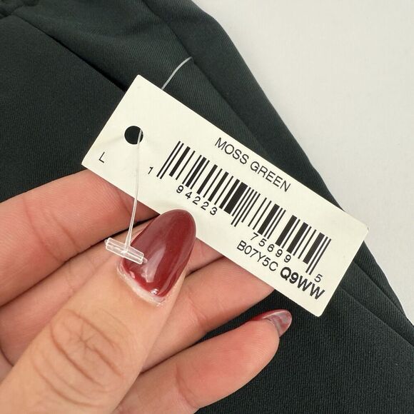 NWT Daily Ritual Moss Green Elastic Waist Crop Jogger Pants Pockets Sz L Stretch - Picture 6 of 13